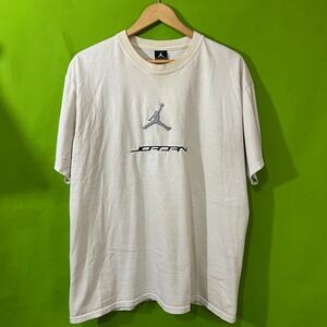 Vintage Y2K Jordan Brand Jumpman Embroidered Shirt Cream Off-White Mens Large